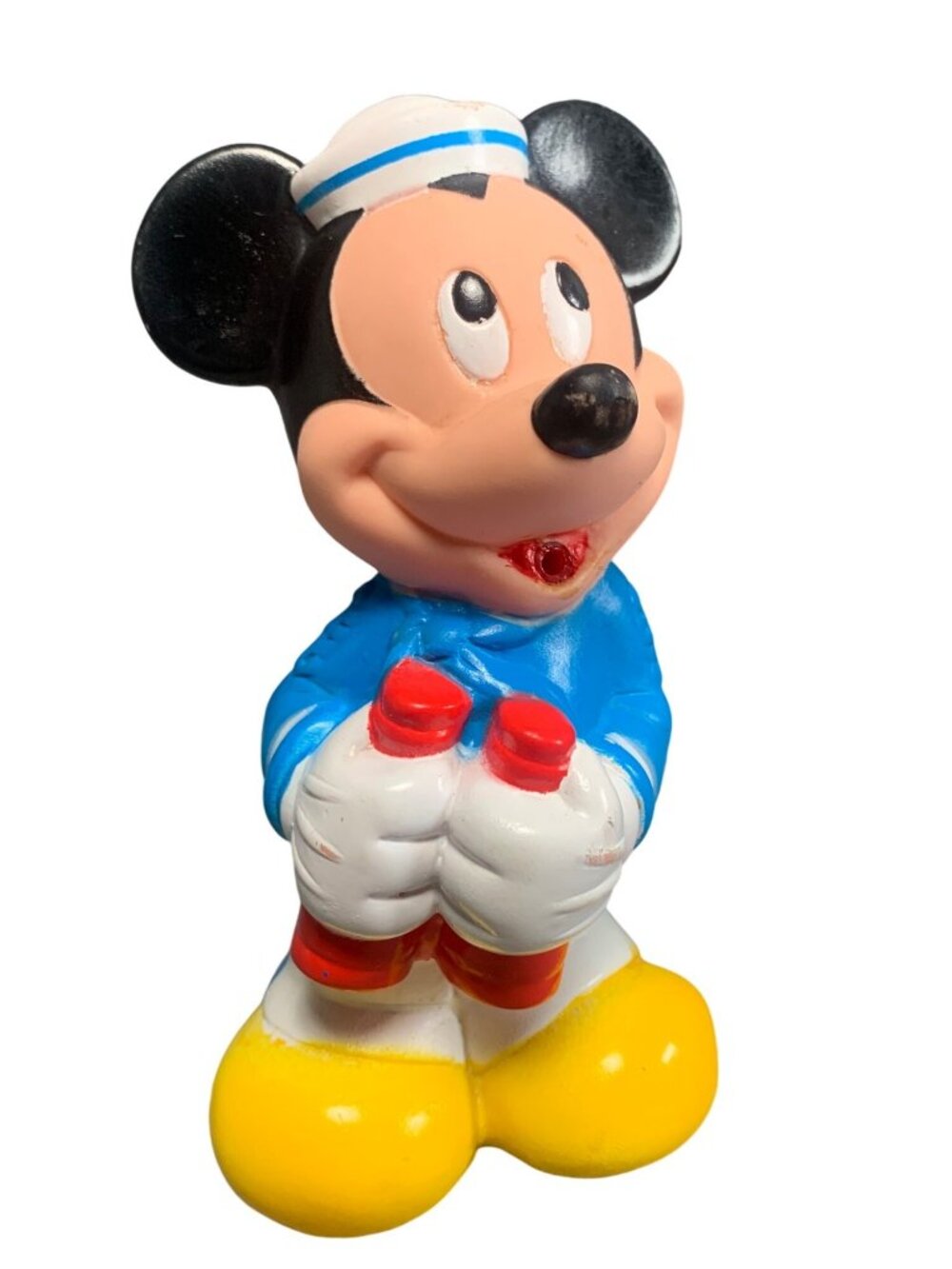 Disney Mickey Mouse Figurine Sailor Vinyl Rubber Squeaky Vtg